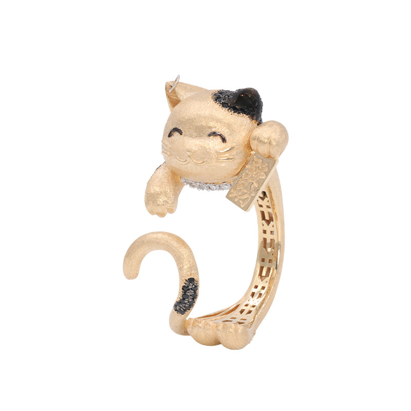 高级时尚个性K金款!猫咪戒指女