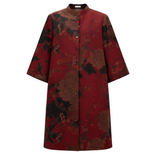 真丝香云纱风衣女款2026新款小个子中长款春季复古红色妈妈装外套