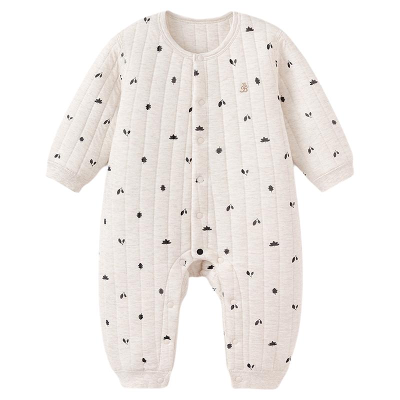 babylove婴儿连体衣冬季薄夹棉保暖哈衣爬服男女宝宝外出居家衣服