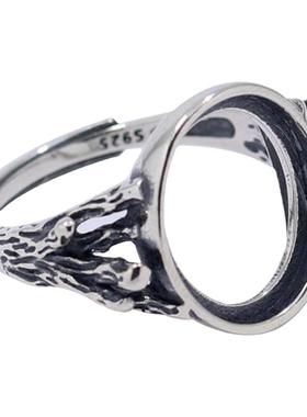 男女款S925纯银DIY镶嵌戒指空托