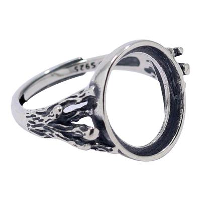 男女款S925纯银DIY镶嵌戒指空托