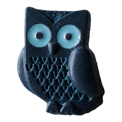 萌萌哒松石蓝色猫头鹰造型纽扣
