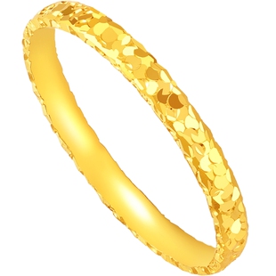 潮宏基御范黄金戒指足金指环爆闪碎碎冰碎金固口女妇女节 计价