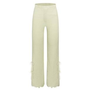 RAIVE2026春流行女阔腿休闲裤裤脚开叉蝴蝶结绑带微喇长裤裤子