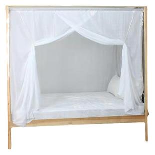 莲花老式棉纱蚊帐穿竹杆绑绳白色防尘顶家用普通学生宿舍单门纹账