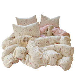 卡通KT猫床上四件套全棉纯棉双层纱床单被套罩学生宿舍三件套床笠