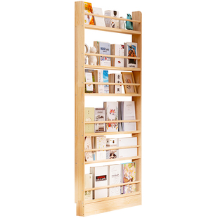 门后超薄书柜置物架书架过道儿童绘本架一体靠墙落地窄实木收纳柜