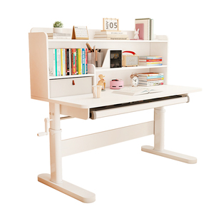 儿童学习桌可升降写字桌家用书桌小学生写字桌实木书桌简约大白桌