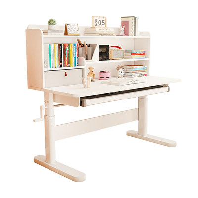 儿童学习桌可升降写字桌家用书桌小学生写字桌实木书桌简约大白桌