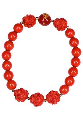 马年红朱砂三合六合生肖属虎手串