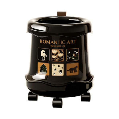 中古风垃圾桶家用2025新款轻奢高档卧室酒店带轮子高颜值卫生纸篓