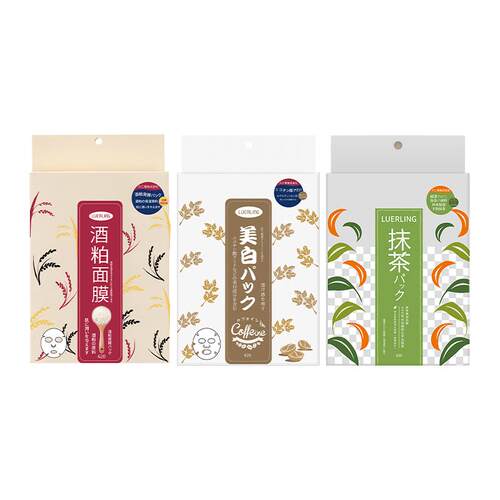 LUERLING酒粕抹茶咖啡因三合一30片套装补水保湿去黄面膜祛斑美白