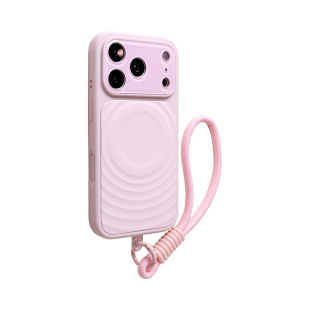 磁吸波浪纹适用苹果17pro手机壳新款女iPhone16pro带挂绳15promax高级感14pm保护套粉色液态硅胶13超好看外壳