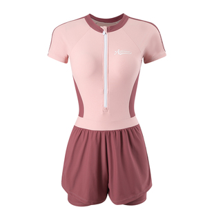 大码泳衣微胖女孩遮肉温泉连体平角保守泳装初学者运动游泳衣学生