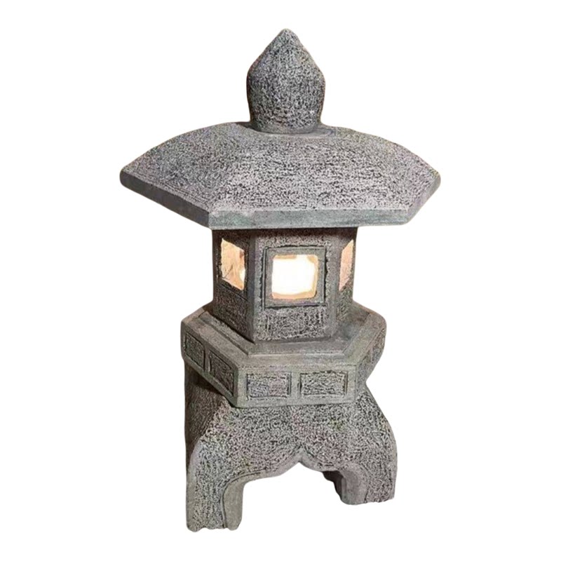日式仿古青石庭院石灯笼带灯