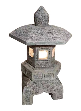 日式仿古青石庭院石灯笼带灯