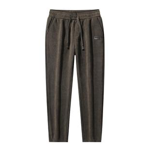 加绒加厚灯芯绒休闲裤男士运动裤冬季直筒弹力卫裤宽松保暧长裤子