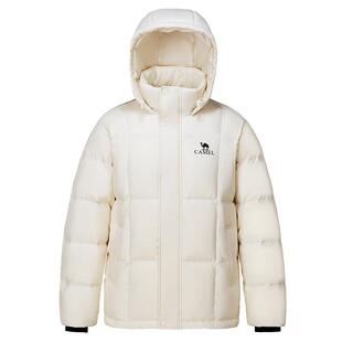 骆驼火山羽绒服656女装2025冬季连帽保暖情侣黑色面包服外套