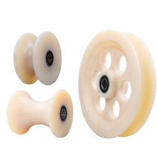 尼龙U型钢丝绳滑轮/电缆放线滑车轮/弯管圆管轨道轮/地缆放线轮