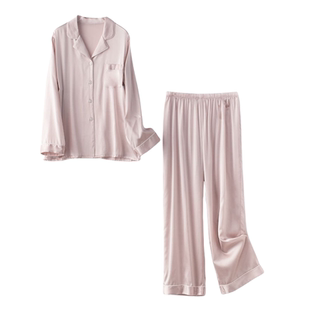 蓓恋丝30/40姆米重磅纯真丝睡衣女士春长袖长裤100%桑蚕丝家居服