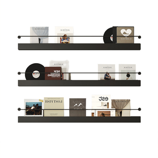 北欧铁艺书架报刊架一字壁挂墙上简约创意报刊架杂志展示置物架子