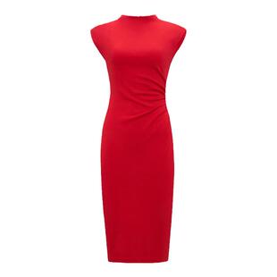 DVF红裙礼服短款无袖纯色连衣裙MR45E00