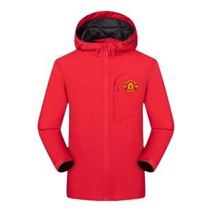 曼联队拉什福德桑乔B费红魔足球迷服冲锋衣男女连帽夹克外套帽衫