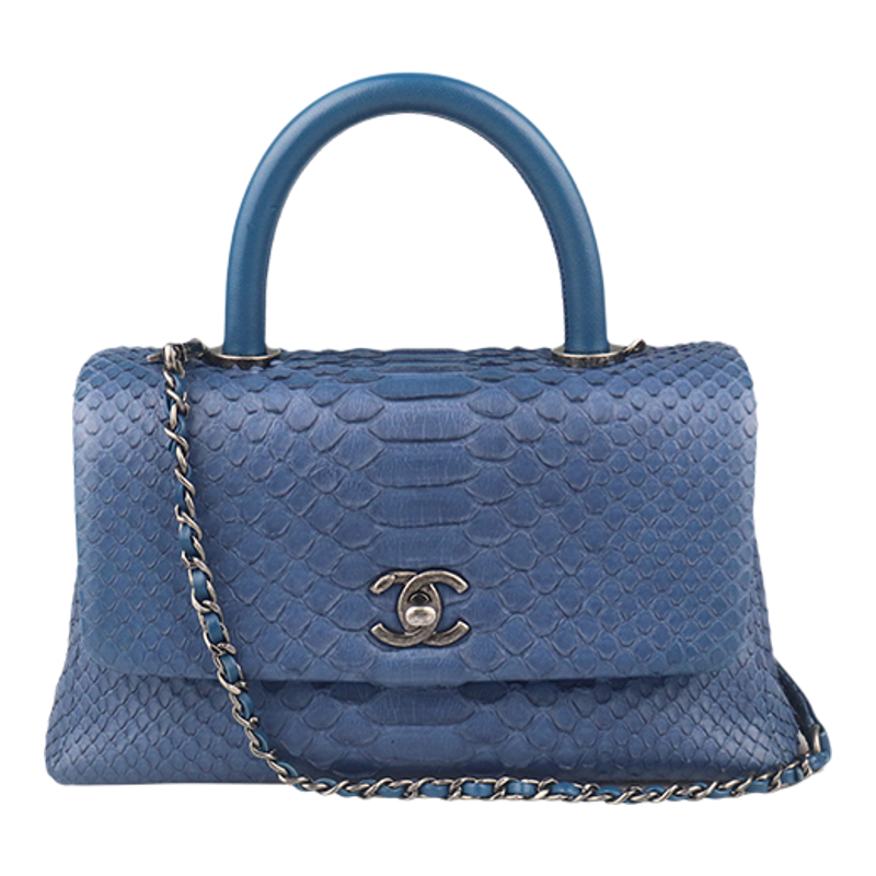 【自营】中古9新CHANEL(香奈儿)COCO HANDLE蓝色蛇皮小号斜挎包