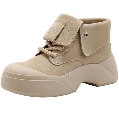 百丽蛋堡靴厚底工装靴马丁靴高帮女鞋子新款冬短靴B2165DM4