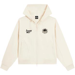 特步卫衣外套女款2025秋冬新款休闲百搭针织连帽上衣975128940220