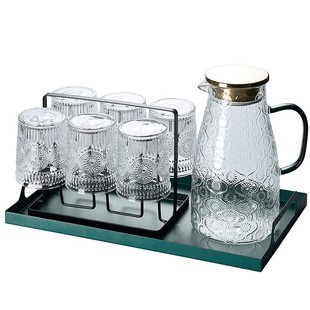 加厚太阳花家用水杯复古浮雕玻璃杯套装高级感轻奢泡茶杯喝水杯子