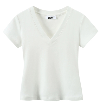 韩国正肩收腰纯欲短袖