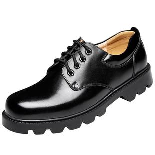 真皮大头皮鞋男圆头劳保鞋透气工装皮鞋牛皮保安鞋厚底工作鞋子男