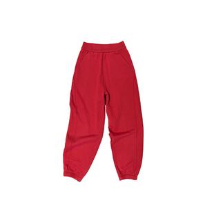 claragirls新年红色女童运动卫裤单向导湿薄绒25秋冬保暖跑步长裤