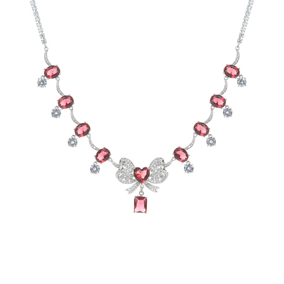 重工法式蝴蝶结新年红色宝石