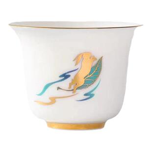 大益益工坊兔年生肖茶具宝兔迎财品茗杯80ml高身敞囗宽边功夫茶杯