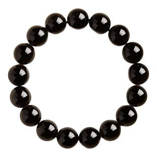 普陀山黑曜石手串女款天然乌金纯黑手链男士正品彩虹眼金银曜石