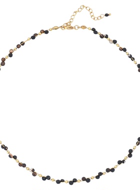 轻奢款叠戴黑尖晶小金豆八芒星吊