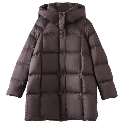 中长款90白鸭绒加厚羽绒服外套女