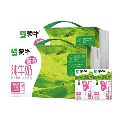 蒙牛脱脂早餐奶浓醇整箱装纯牛奶