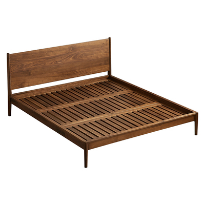 北美黑胡桃木床1.5小户型日式复古主卧床1.8米实木双人床简约原木