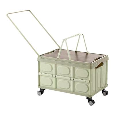 露营收纳折叠箱带提手拉杆万向轮