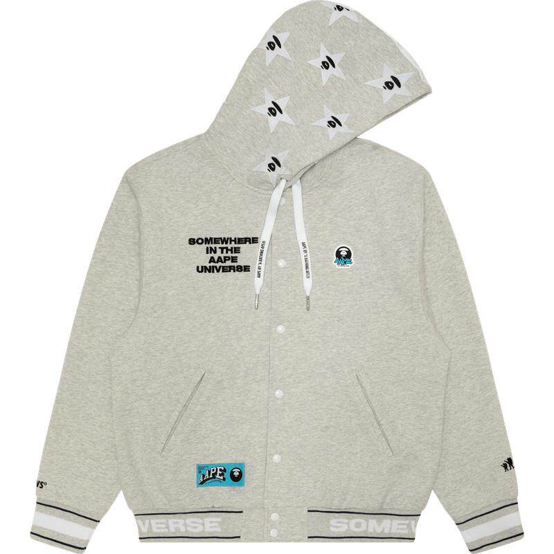 Aape休闲厚绒连帽棒球服卫衣