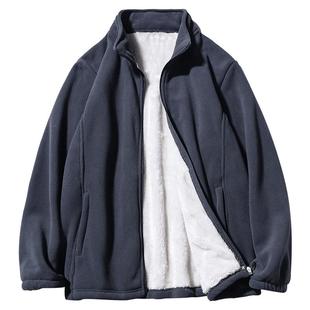 摇粒绒外套男冬装内胆冲锋衣加绒加厚立领不倒绒棉服开衫保暖夹克