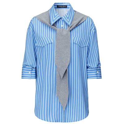 仿佛衬衫高智感女披肩条纹简约