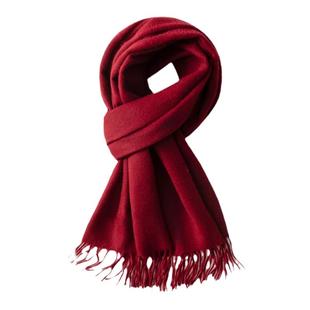 围巾女冬季纯羊毛披肩2025新款秋两用红色百搭妈妈高级感纯色围脖