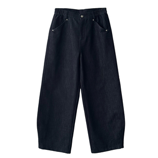 Nick Tian 半松紧腰复古天丝直筒牛仔裤男秋冬款休闲宽松长裤子