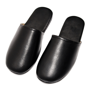 日式春秋季居家室内羊皮拖鞋男女木地板包头真皮托鞋试衣间情侣款
