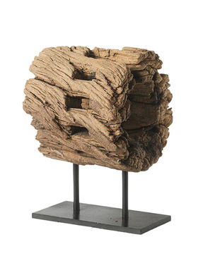 晚风老榆木铁脚摆件客厅玄关装饰