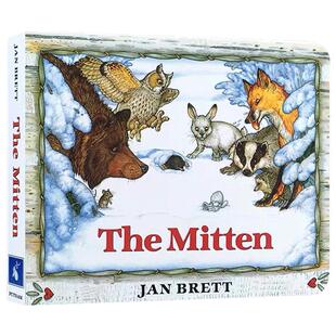 送音频英文原版The Mitten 小手套 Jan Brett 圣诞节儿童低幼认知启蒙纸板书 绘本 亲子睡前读物 常青藤爸爸 汪培珽第五阶书单